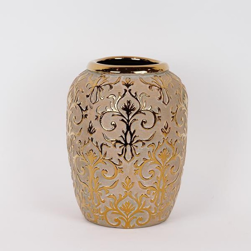 КЕРАМИЧНА ВАЗА ЗЛАТИСТА 19.5X19.5X25.5CM