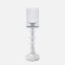 CANDLE HOLDER WITH CLEAR GLASS CUP METAL SILVER 11x29cm 819-00244