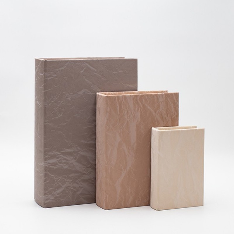 S/3 DECORATIVE BOOK BOX MARBLE, GREY-BEIGE-LIGHT GREY, 30x21x6, 23x17x4.5, 16x11x3cm 819-00329