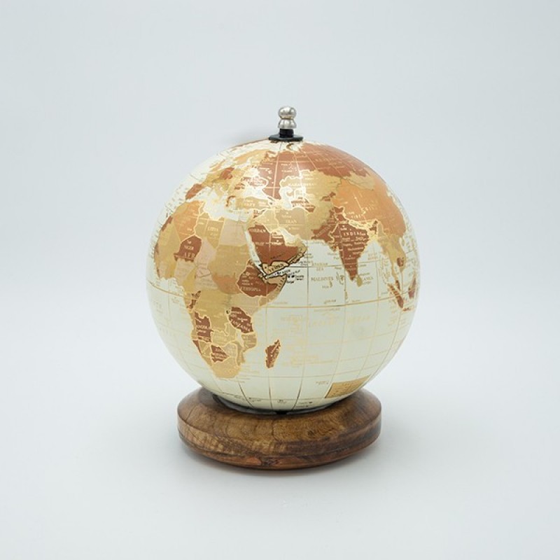METAL GLOBE BROWN - BEIGE 20.30x25.40cm 819-00337
