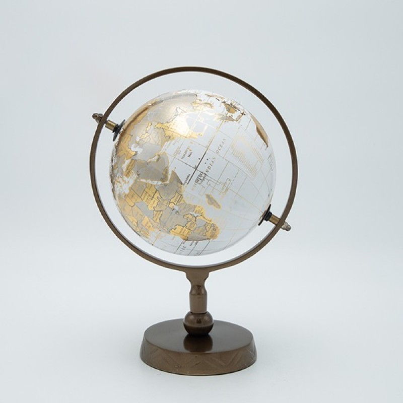 METAL GLOBE GOLD - WHITE  BLUE, 15.20x28cm 819-00339