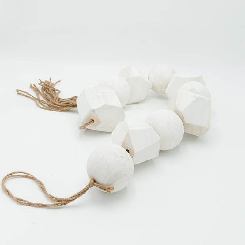 DECORATION WITH BEADS, WOOD, LIGHT GREY, 150x13cm 819-00412