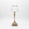 CANDLE HOLDER, GLASS WITH METALLIC BASE, ANTIQUE GOLD-CLEAR GLASS, 13x13x33cm 819-00425