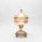 SWEET JAR, GLASS WITH METALLIC ACCENTS,ANTIQUE GOLD-AMBER GLASS, 17x17x28cm 819-00431