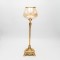 CANDLE HOLDER, GLASS WITH METALLIC BASE, ANTIQUE GOLD-AMBER GLASS, 14x14x43cm 819-00436