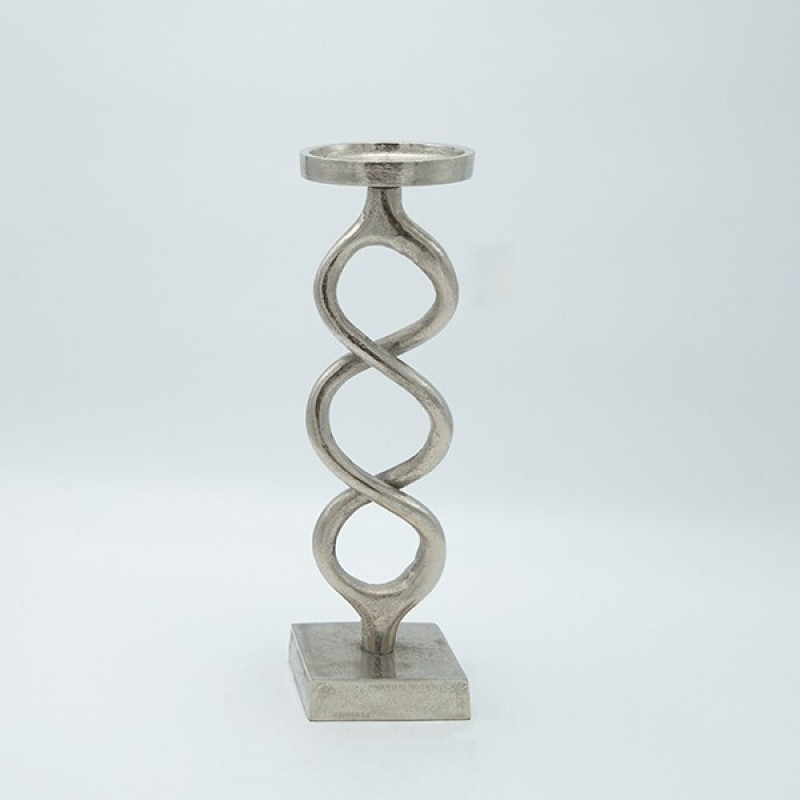 CANDLE HOLDER, METAL, SILVER, 09x09x32cm 819-00456