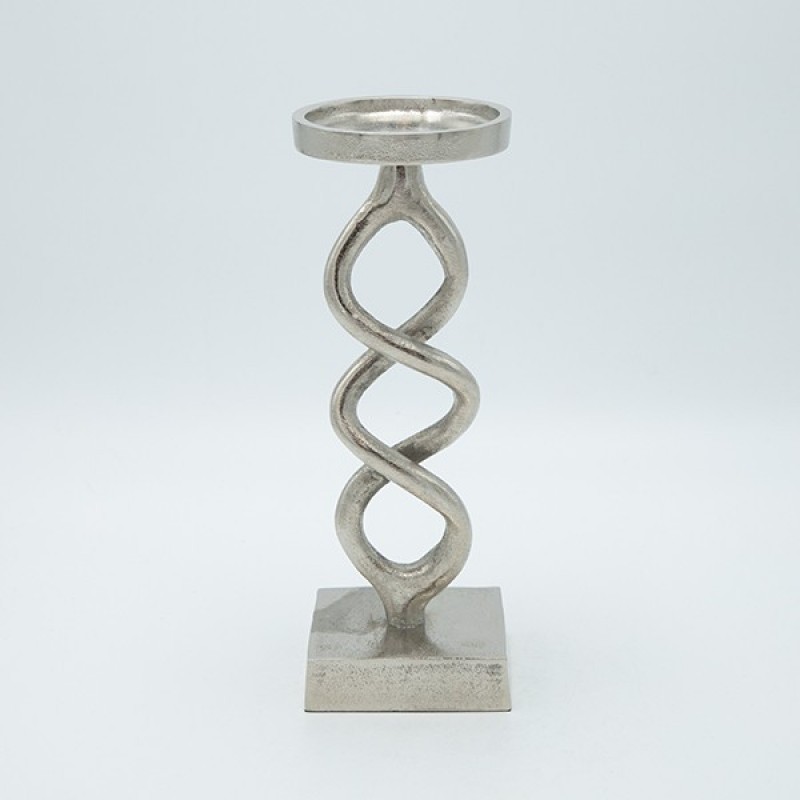 CANDLE HOLDER, METAL, SILVER, 09x09x26cm 819-00457