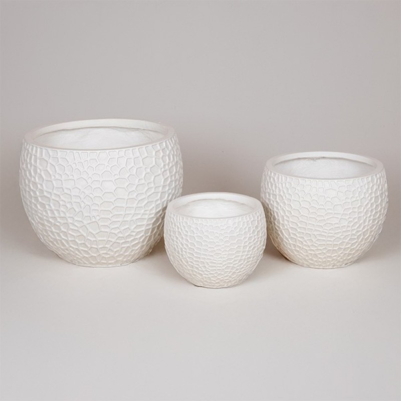 S/3 POT, FIBERCLAY, WHITE, 28x28x21.5/36x36x28.5/48x48x37.5cm 819-00749
