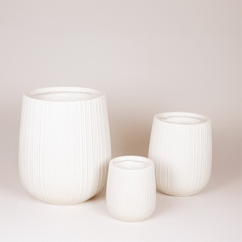 S/3 POT, FIBERCLAY, WHITE, 22x22x25/32x32x37/44x44x50cm 819-00751