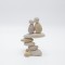 DECORATIVE ABSTRACT SCULPTURE, 2 FIGURES ON BALANCED STONES, POLYRESIN, GREY, 9.5x6x15cm 819-00792