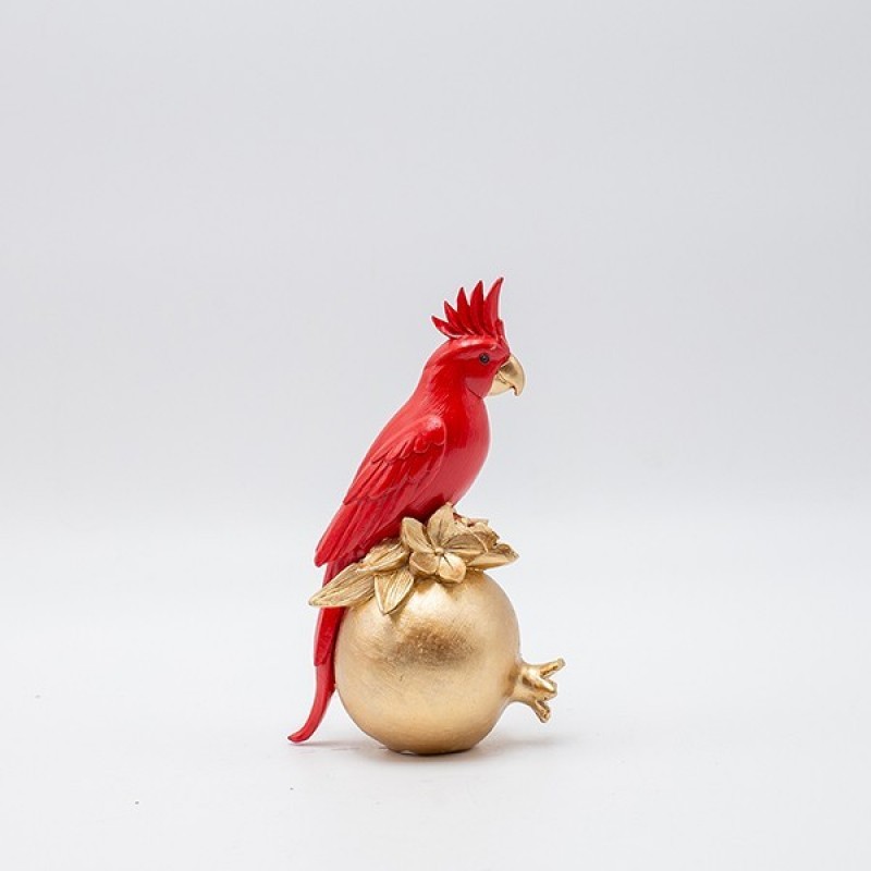 TABLE DECORATIVE, PARROT, POLYRESIN, RED-GOLD, 9x6.5x15cm 819-00816