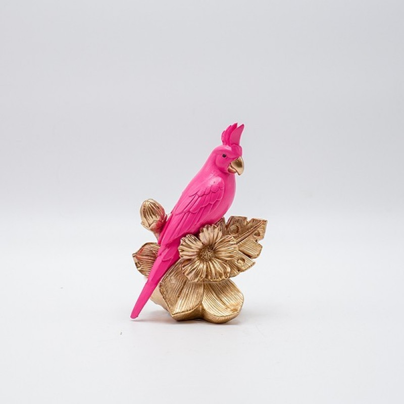TABLE DECORATIVE, PARROT, POLYRESIN, PINK-GOLD, 10.5x7x15cm 819-00819