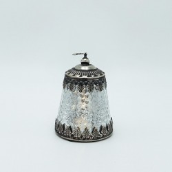 LANTERN METAL - GLASS WITH BATTERY SILVER - BLACK 10x10x13.5cm 819-01110 LANTERN METAL - GLASS WITH BATTERY SILVER - BLACK 10x10x13.5cm 819-01110