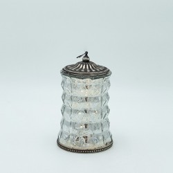 LANTERN METAL - GLASS WITH BATTERY SILVER - BLACK 10.5x10.5x18cm 819-01111 LANTERN METAL - GLASS WITH BATTERY SILVER - BLACK 10.5x10.5x18cm 819-01111