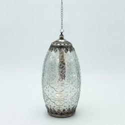 LANTERN METAL-GLASS WITH BATTERY SILVER - BLACK 11.5x11.5x24.5cm 819-01113 LANTERN METAL-GLASS WITH BATTERY SILVER - BLACK 11.5x11.5x24.5cm 819-01113