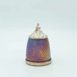 LANTERN METAL - GLASS WITH BATTERY PURPLE - WHITE 7.5x7.5x11.5cm 819-01115 LANTERN METAL - GLASS WITH BATTERY PURPLE - WHITE 7.5x7.5x11.5cm 819-01115