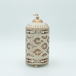 LANTERN METAL - GLASS WITH BATTERY WHITE - GOLD - AMBER 10x10x21.5cm 819-01118 LANTERN METAL - GLASS WITH BATTERY WHITE - GOLD - AMBER 10x10x21.5cm 819-01118
