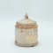 LANTERN METAL - GLASS WITH BATTERY WHITE - GOLD - AMBER 10x10x13.5cm 819-01120