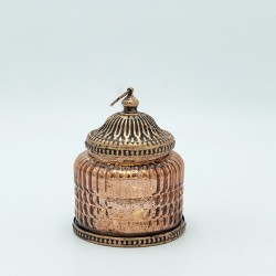 LANTERN METAL - GLASS WITH BATTERY GOLD - PINK 10x10x12.5cm 819-01121 LANTERN METAL - GLASS WITH BATTERY GOLD - PINK 10x10x12.5cm 819-01121