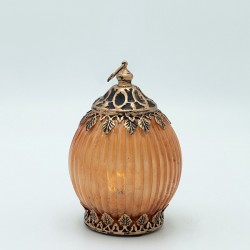 LANTERN METAL - GLASS WITH BATTERY GOLD - ORANGE 9.5x9.5x14cm 819-01124 LANTERN METAL - GLASS WITH BATTERY GOLD - ORANGE 9.5x9.5x14cm 819-01124