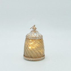 LANTERN METAL - GLASS WITH BATTERY WHITE - GOLD - GREEN 7.5x7.5x12cm 819-01126 LANTERN METAL - GLASS WITH BATTERY WHITE - GOLD - GREEN 7.5x7.5x12cm 819-01126