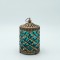 LANTERN METAL - GLASS WITH BATTERY GOLD - GREEN 8.5x8.5x15cm 819-01127