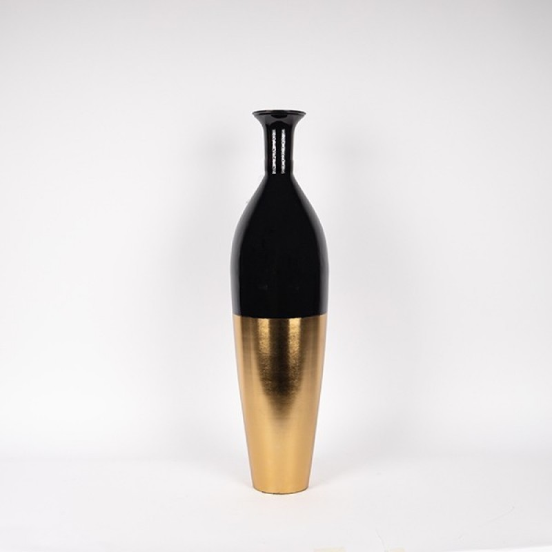 VASE IRON - CERAMIC GOLD - BLACK 18x9.5x67.5cm 819-01152