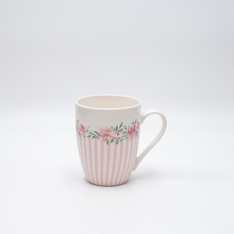 MUG PORCELAIN WHITE WITH PINK FLOWERS 350ml 820-00001