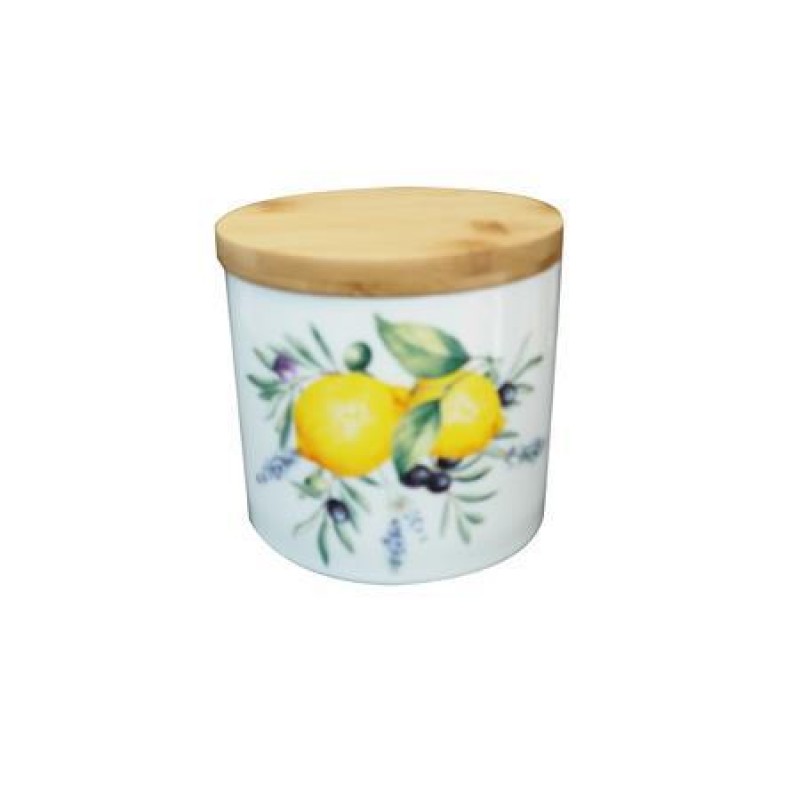 STORAGE JAR WITH LID PORCELAIN WHITE WITH LEMONS 400ml 820-00015