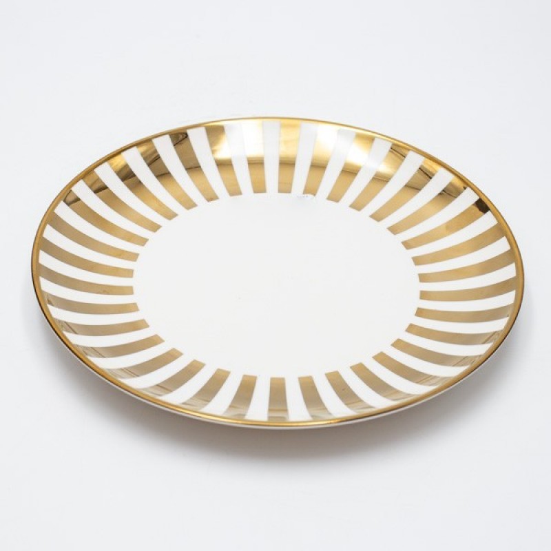S/8 PASTA WITH SPATULA WHITE - GOLD 20cm 820-00026
