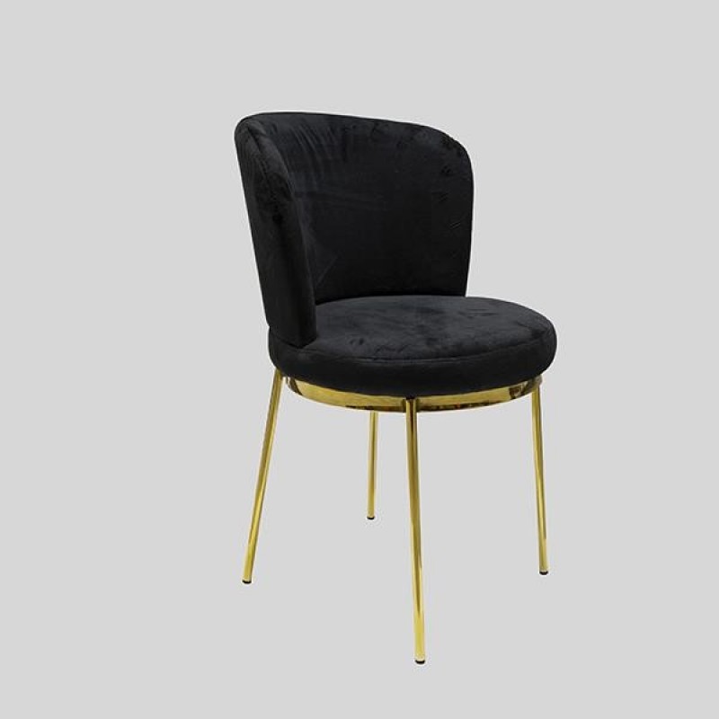 CHAIR VELVET BLACK-GOLD 59x55x83cm 810-00097
