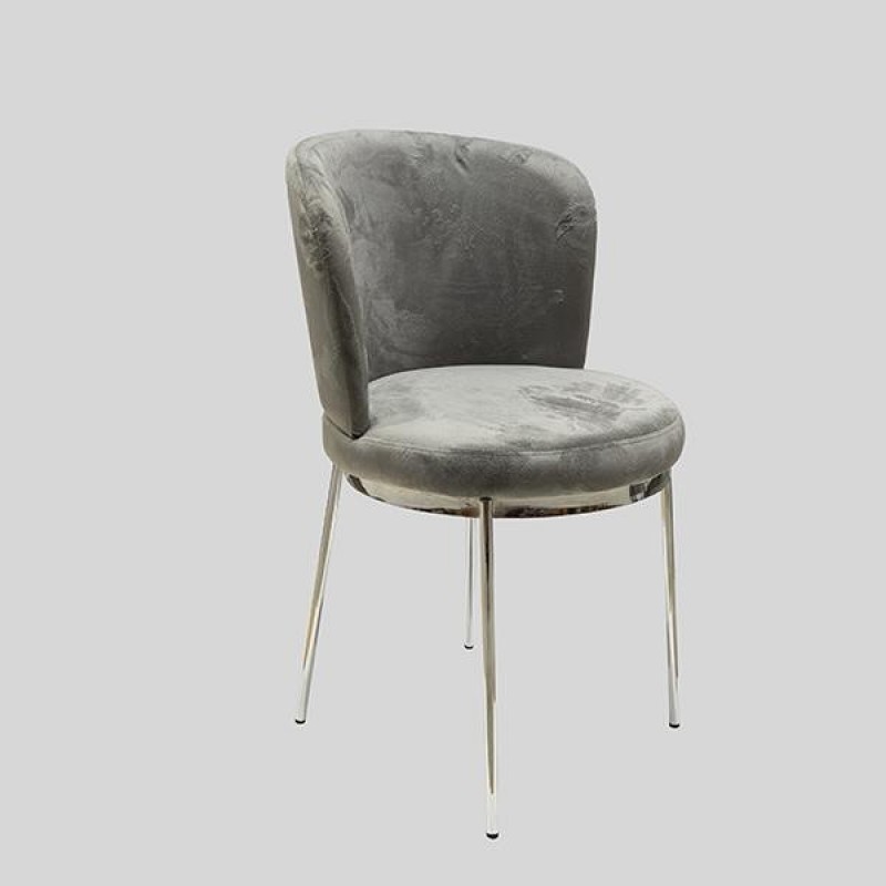 CHAIR VELVET GREY-SILVER 59x55x83cm 810-00098