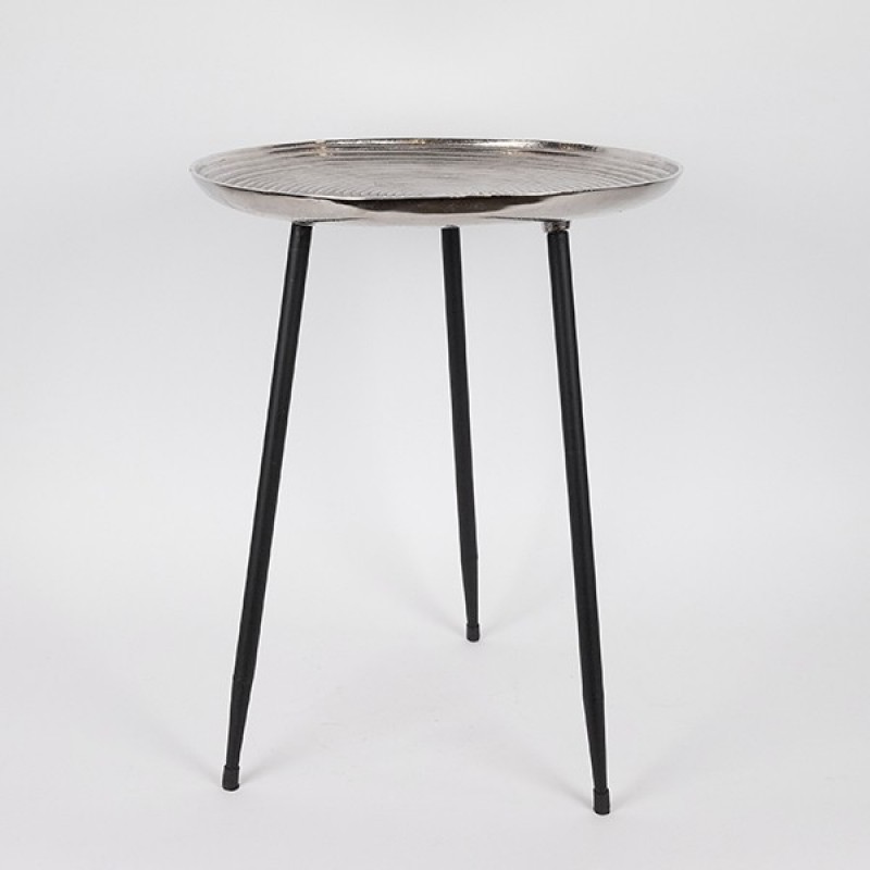 SIDE TABLE METALIC SILVER-BLACK 49.5x39.5x49cm 810-00143