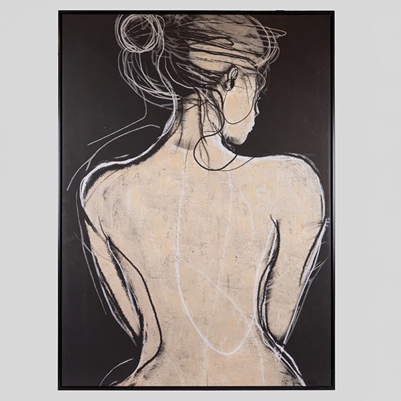 CANVAS WALL ART FEMALE SILHOUETTE BLACK - BEIGE 100x140cm 812-10023