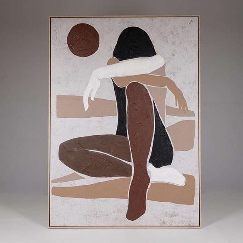 CANVAS WALL WITH FRAME WOMAN BROWN BLACK  80x120cm 812-10025