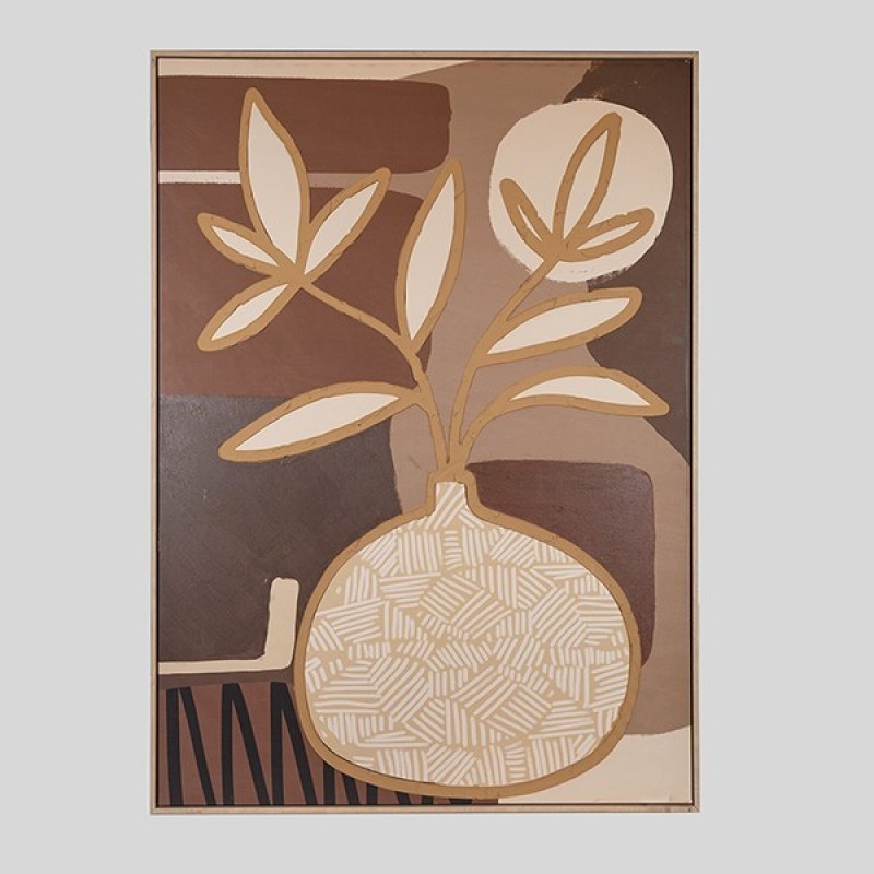 CANVAS WALL ART VASE WITH FLOWERS BEIGE - TILE 100x140cm 812-10026