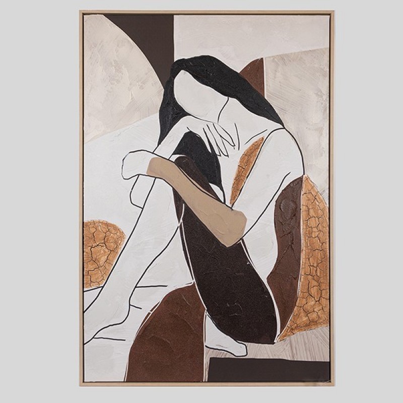 CANVAS WALL ART VASE FEMAIL BEIGE - TILE 80x120cm 812-10027