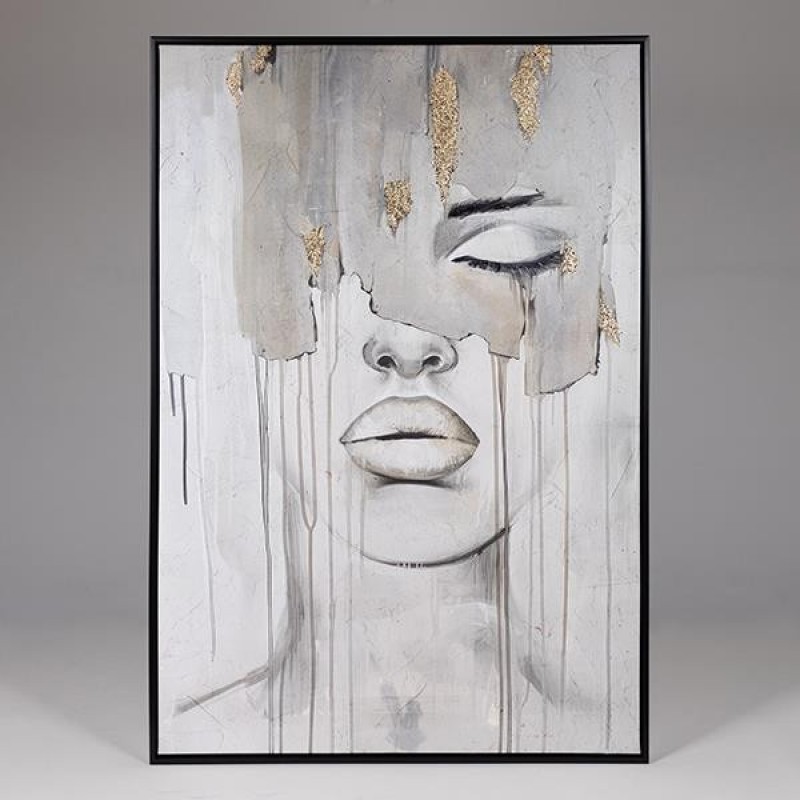 CANVAS WALL ART VASE FEMAIL FACE BEIGE 80x120cm 812-10028