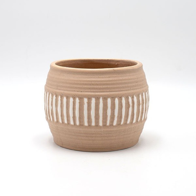 VASE, CERAMIC, BEIGE-WHITE, 12x12x9.5cm 819-00376