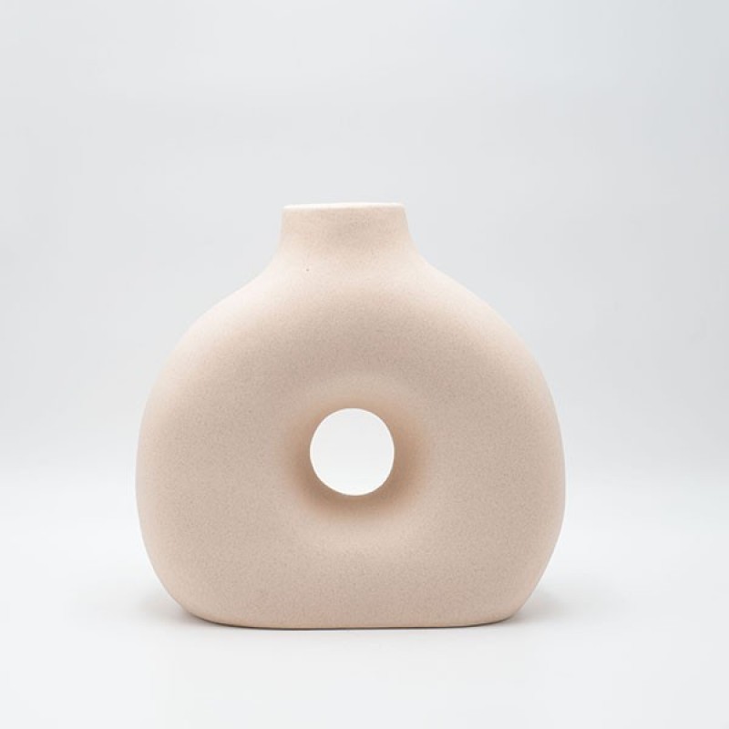 VASE, CERAMIC, BEIGE, 28.5x13x26.5cm 819-00380