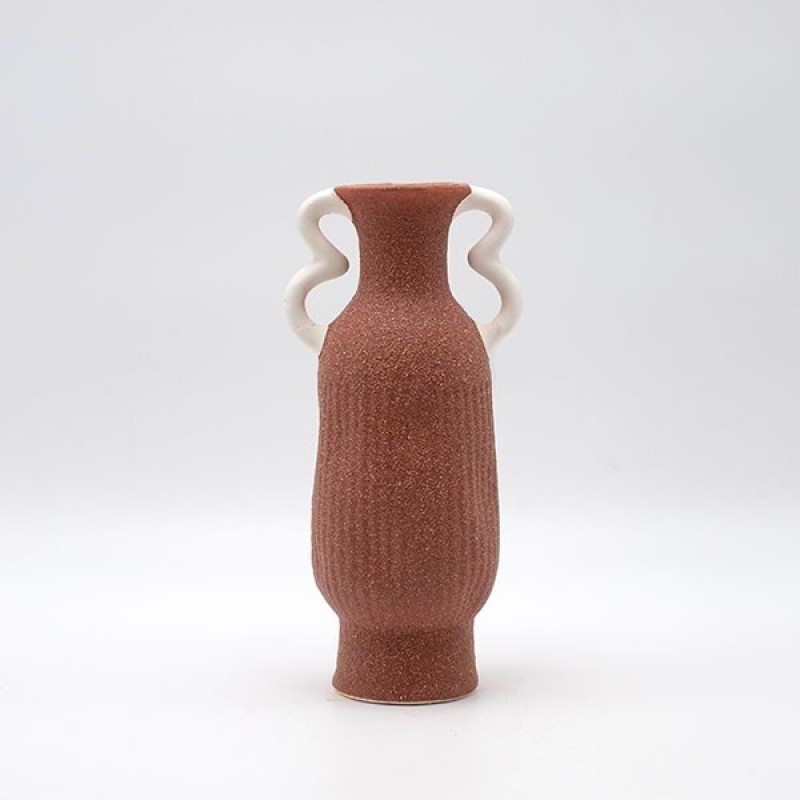 VASE, CERAMIC, TILE-WHITE, 9.5x7x20cm 819-00385
