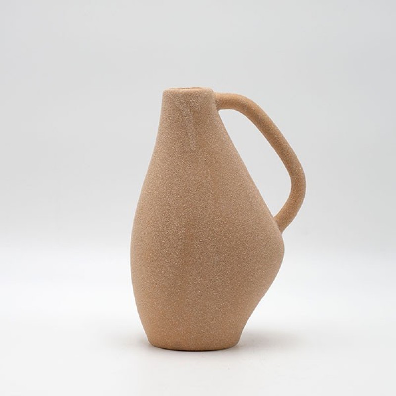 VASE, CERAMIC, LIGHT CREAM, 14.8x8.5x15.5cm 819-00389