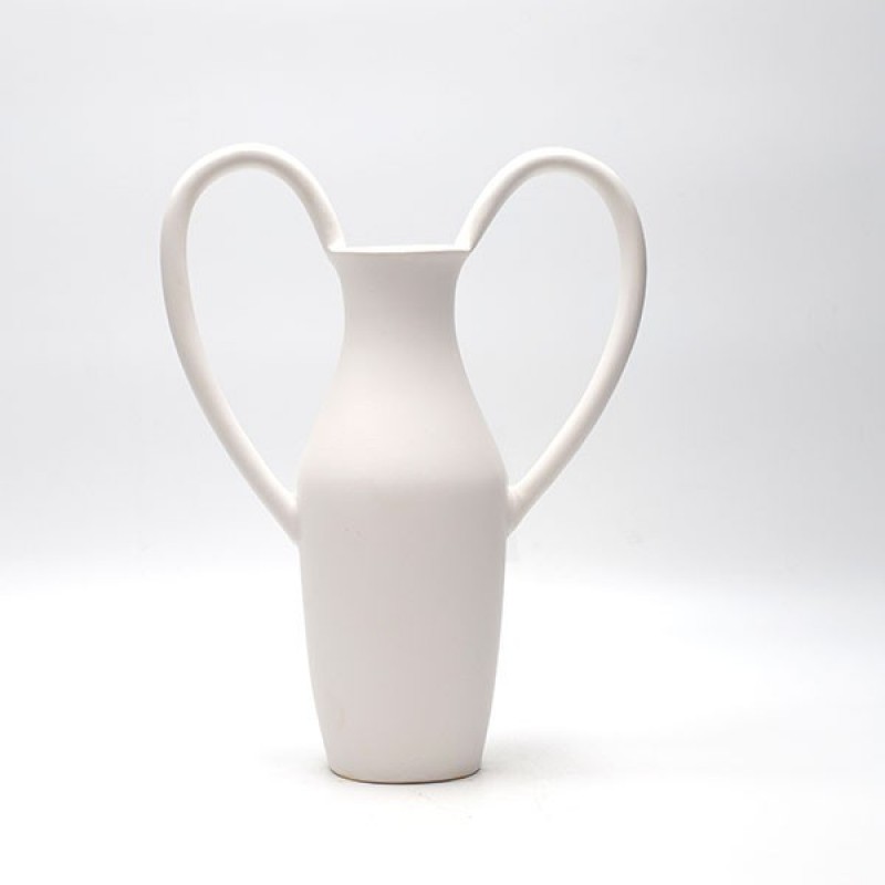 VASE, CERAMIC, WHITE, 21x10x25.3cm 819-00393