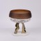 CAKE STAND, GLASS WITH METALLIC ELEMENTS, GOLD-WHITE-BURGUNDY, 26x26x28cm 819-00440