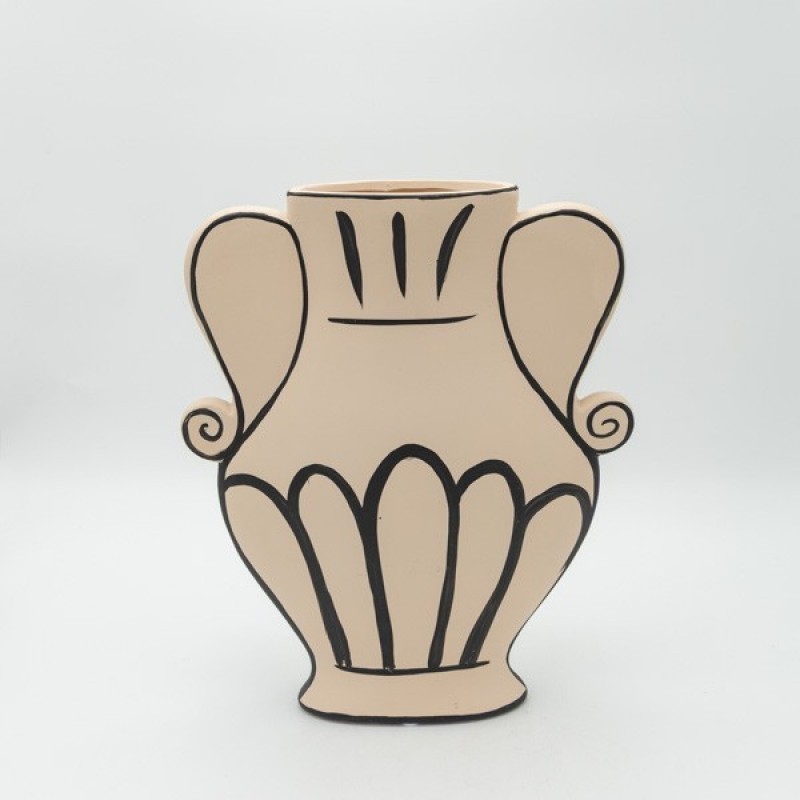 VASE AMPHORA, CERAMIC, ΜΠΕΖ-BLACK, 27x6x32cm 819-00631