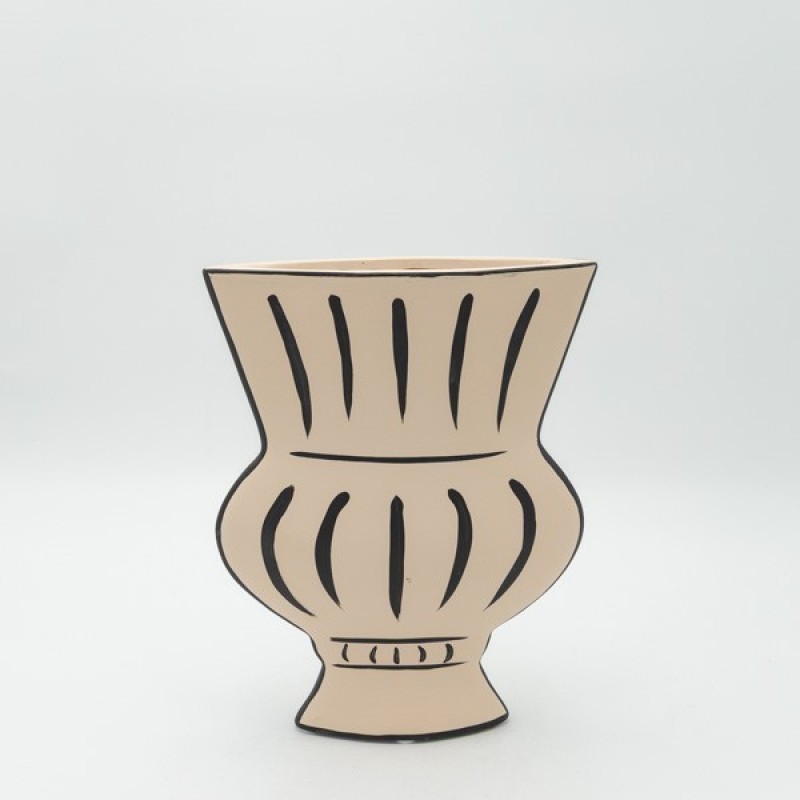 VASE AMPHORA, CERAMIC, ΜΠΕΖ-BLACK, 21x6x26cm 819-00633