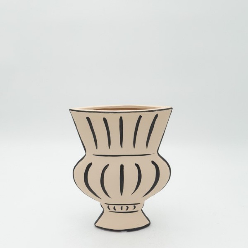 VASE AMPHORA, CERAMIC, ΜΠΕΖ-BLACK, 17x5.5x21cm 819-00634