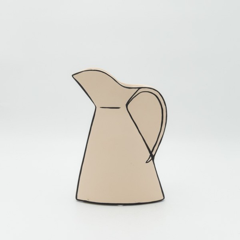 VASE JUG, CERAMIC, ΜΠΕΖ-BLACK, 17.4x5.5x24.5cm 819-00635