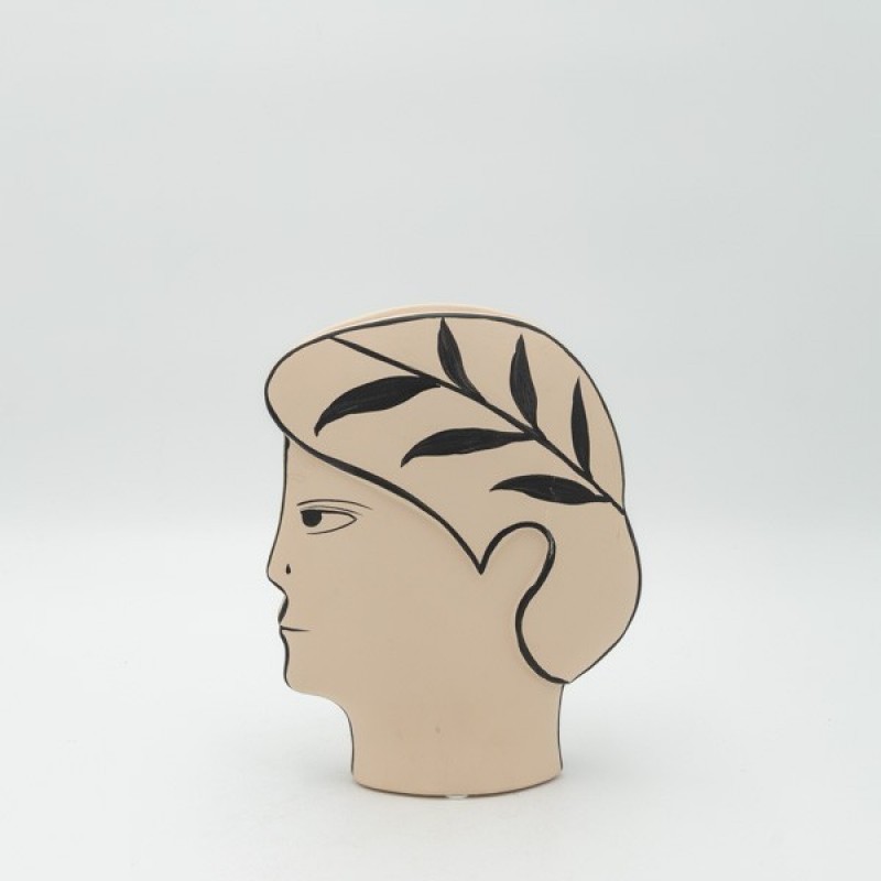 TABLE DECORATIVE, HUMAN, CERAMIC, BEIGE-BLACK, 18x6x23cm 819-00637