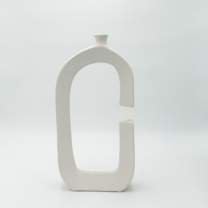 VASE, CERAMIC, WHITE, 17.5x5x34.5cm 819-00641